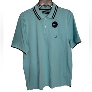 Nautica classic fit solid aqua blue Polo sz M